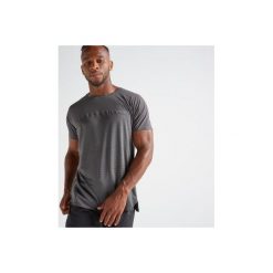 Koszulka fitness kardio męska FTS 920 szara. Szare koszulki męskie DOMYOS, m, bez wzorów, z elastanu, bez kołnierzyka, bez rękawów. Za 79,99 zł.