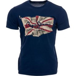 Pepe Jeans t-shirt męski Flag Logo M ciemnoniebieski. Niebieskie koszulki męskie Pepe Jeans, m, z nadrukiem, z jeansu, eleganckie, bez kołnierzyka, bez rękawów. Za 169,00 zł.