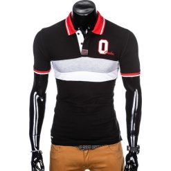 Koszulka męska polo z nadrukiem S903 - czarna. Czarne koszulki męskie Ombre Clothing, s, z nadrukiem, bez rękawów. Za 14,99 zł.