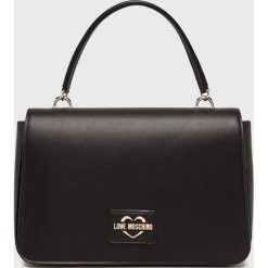 Love Moschino - Torebka. Czarne torebki klasyczne damskie marki Love Moschino, w paski, ze skóry ekologicznej, na ramię, średnie. Za 899,90 zł.