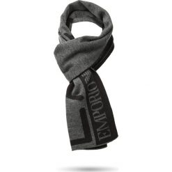 Szaro-czarny szal męski. Szare szaliki męskie EA7 Emporio Armani, bez wzorów. Za 269,00 zł.