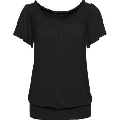 Shirt z dekoltem "carmen" bonprix czarny. Czarne koszulki damskie bonprix, bez wzorów, bez kołnierzyka. Za 54,99 zł.