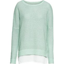 Sweter 2 w 1 bonprix jasny miętowy melanż. Zielone swetry damskie bonprix, bez wzorów, z długim rękawem, długie, bez kaptura. Za 44,99 zł.