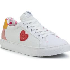 Sneakersy PEPE JEANS - Adams Patch Junior PGS30435 White 800. Białe półbuty damskie Pepe Jeans, z jeansu. W wyprzedaży za 199,00 zł.