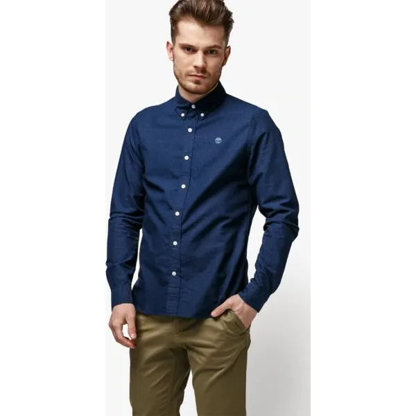 Timberland Koszula Ls Tioga River Texture Shirt Slim , granatowy, rozmiar L. Niebieskie koszule męskie Timberland, m, bez wzorów, z bawełny, bez kołnierzyka, bez rękawów. W wyprzedaży za 199,99 zł.