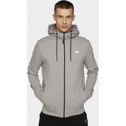 Bluza męska BLM201 - szary melanż. Szare bluzy męskie xxl, melanż, z dzianiny, z kapturem. W wyprzedaży za 129,99 zł.