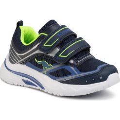 Sneakersy KANGAROOS - Kk-Knox V 18483 000 4054 Dk Navy/Lime. Niebieskie trampki chłopięce KangaROOS, bez wzorów, ze skóry ekologicznej, na rzepy. W wyprzedaży za 129,00 zł.