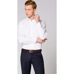 Koszula Biała w Granatowy Wzór Tina. Niebieskie koszule męskie LANCERTO, m, z bawełny, eleganckie. Za 299,90 zł.