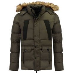 Kurtka zimowa "Benito" w kolorze khaki. Brązowe płaszcze męskie Geographical Norway Men, na zimę, m, z aplikacjami, bez kaptura. W wyprzedaży za 229,95 zł.