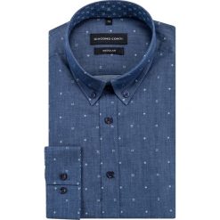 Koszula SIMONE KDGR000421. Niebieskie koszule męskie Giacomo Conti, m, bez wzorów, z bawełny, button down, z długim rękawem. Za 169,00 zł.