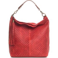 Shopper bag damskie: Skórzana torebka w kolorze czerwonym – 36 x 20 x 35 cm