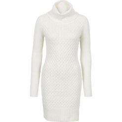 Sukienka dzianinowa bonprix kremowy. Brązowe sukienki damskie bonprix, na zimę, bez wzorów, z dzianiny, eleganckie, z golfem, z długim rękawem, długie. Za 124,99 zł.
