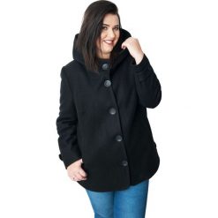 Kurtka Dora damska z kapturem w kolorze czarnym OVERSIZE PLUS SIZE. Czarne kurtki damskie Moda Size Plus Iwanek, na jesień, plus size, bez wzorów, z wełny, klasyczne, krótkie, z kapturem. Za 319,00 zł.