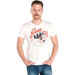 Pepe Jeans Bruno Koszulka Biały. Białe podkoszulki męskie Pepe Jeans, xxl, z haftami, z bawełny, z krótkim rękawem. Za 128,95 zł.
