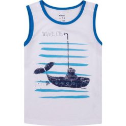 Endo - T-shirt dziecięcy 134-152 cm. Białe t-shirty chłopięce Endo, z nadrukiem, z bawełny, bez rękawów. W wyprzedaży za 29,90 zł.