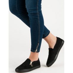 ZAMSZOWE SLIPONY Z SUWAKIEM. Czarne buty sportowe damskie SPORT, z zamszu. Za 40,90 zł.