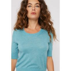Sweter w kolorze turkusowym. Niebieskie swetry damskie Rodier, bez wzorów, z wełny, klasyczne, bez rękawów, bez kaptura. W wyprzedaży za 119,95 zł.