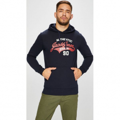 Jack & Jones - Bluza. Szare bejsbolówki męskie Jack & Jones, l, z nadrukiem, z bawełny, z kapturem. W wyprzedaży za 99,90 zł.