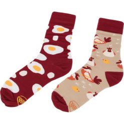 Bielizna: Skarpety Wysokie Unisex MANY MORNINGS - Egg And Chicken Beżowy Bordowy