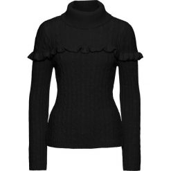 Swetry damskie: Sweter z falbanami bonprix czarny