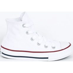 Converse - Trampki dziecięce. Białe trampki dziewczęce marki Converse, bez wzorów, z gumy, na sznurówki. Za 219,90 zł.