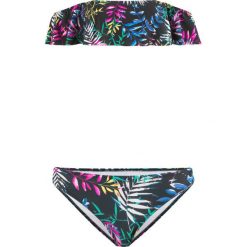 Bikini bandeau (2 części) bonprix czarny z nadrukiem. Czarne stroje kąpielowe damskie bonprix, z nadrukiem. Za 37,99 zł.