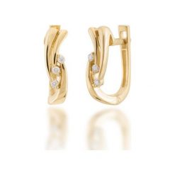 Złote Kolczyki - złoto żółte 585, Brylant 0,09ct. Żółte kolczyki damskie W.KRUK, z brylantem, złote. Za 2490,00 zł.