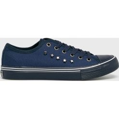 Big Star - Tenisówki. Niebieskie trampki i tenisówki damskie BIG STAR, bez wzorów, z gumy, na sznurówki. W wyprzedaży za 79,90 zł.