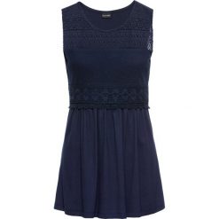 Top z koronką bonprix ciemnoniebieski. Niebieskie topy damskie bonprix, w koronkowe wzory, z koronki, bez kołnierzyka. Za 74,99 zł.