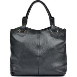 Shopper bag damskie: Skórzana torebka w kolorze czarnym – (S)28 x (W)39 x (G)13 cm