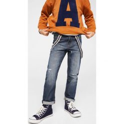 Mango Kids - Jeansy dziecięce Deham 110-164 cm. Niebieskie jeansy chłopięce marki Mango Kids, z aplikacjami. W wyprzedaży za 69,90 zł.