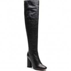Muszkieterki MARELLA - Tamigi 67960586 002. Czarne buty zimowe damskie marki Marella, z materiału, przed kolano, na wysokim obcasie, na obcasie. Za 1629,00 zł.