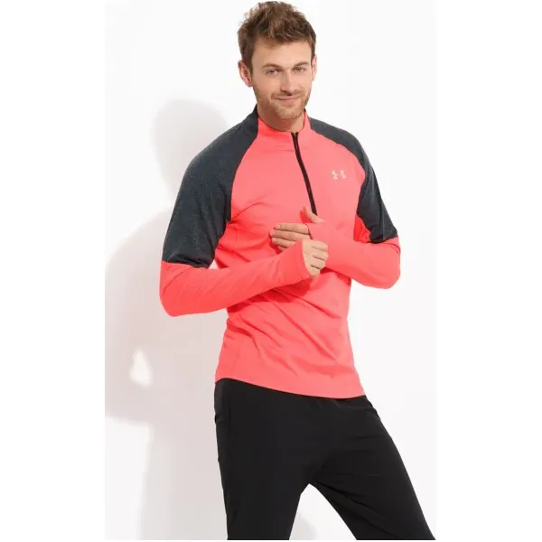 Under Armour Bluza Threadborne Run 1/4 Zip , czerwony, rozmiar M. Czerwone bluzy męskie Under Armour, m, bez wzorów, z poliesteru, bez kołnierzyka, bez rękawów, bez kaptura. W wyprzedaży za 149,99 zł.