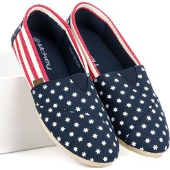 STYLOWE TEKSTYLNE OBUWIE. Niebieskie baleriny damskie Mckey, bez wzorów, eleganckie, bez obcasa. Za 29,90 zł.