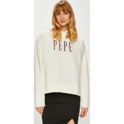 Pepe Jeans - Bluza. Białe bluzy damskie z nadrukiem marki Pepe Jeans, s, z bawełny, z kapturem. Za 299,90 zł.