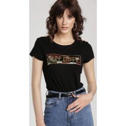 Czarny T-shirt Noel. Czarne bluzki damskie Renee, s, z aplikacjami, glamour, z okrągłym kołnierzem. Za 69,99 zł.