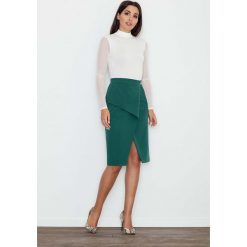 Zielona Spódnica Ołówkowa Midi z Kopertowym Założeniem. Zielone spódniczki damskie marki Molly.pl, do pracy, s, bez wzorów, z tkaniny, eleganckie, długie, midi, ołówkowe. Za 119,90 zł.