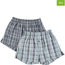 Bokserki (2 pary) w kolorze antracytowo-morskim. Szare bielizna chłopięca marki Schiesser Kids, w kratkę. W wyprzedaży za 42,95 zł.