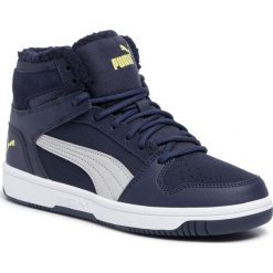 Sneakersy PUMA - Rebound Layup Fur SD Jr 370497 03 Yellow/Wht. Niebieskie trampki chłopięce Puma, bez wzorów, z zamszu, bez zapięcia. W wyprzedaży za 169,99 zł.