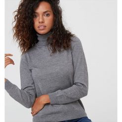Golfy damskie: Sweter wełniany w kolorze szarym