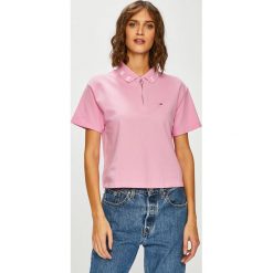 Tommy Jeans - Top. Różowe bluzki damskie Tommy Jeans, s, bez wzorów, z bawełny, bez kołnierzyka. W wyprzedaży za 199,90 zł.