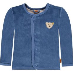 Bluza welurowa w kolorze niebieskim. Niebieskie bluzy chłopięce marki Steiff, z aplikacjami, z weluru. W wyprzedaży za 82,95 zł.