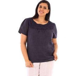 T-shirty damskie: Lniana koszulka „Geneve” w kolorze granatowym
