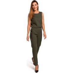 Kombinezon z koronką - khaki. Brązowe kombinezony damskie Style, s, w koronkowe wzory, z poliesteru, wizytowe, bez kołnierzyka, bez rękawów, długie. W wyprzedaży za 197,00 zł.