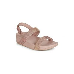 Klapki FitFlop LOTTIE GLITZY BACKSTRAP SANDAL. Różowe klapki damskie FitFlop, bez wzorów, bez obcasa. W wyprzedaży za 307,30 zł.
