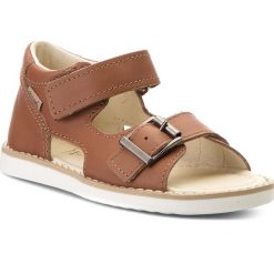 Sandały MRUGAŁA - Roma 1204/8-30 Natural. Pomarańczowe sandały chłopięce marki Mrugała, ze skóry, bez zapięcia. W wyprzedaży za 149,00 zł.