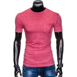 T-shirty męskie: T-SHIRT MĘSKI BEZ NADRUKU S885 – CZERWONY