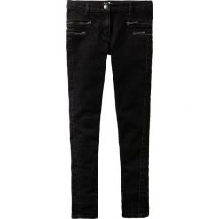 Spodnie z metalowymi zamkami bonprix czarny denim. Czarne spodnie dziewczęce marki bonprix, bez wzorów, z denimu. Za 54,99 zł.
