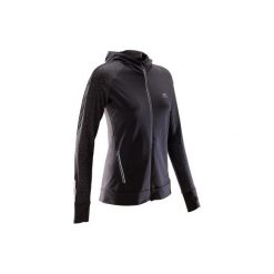 Bluza do biegania RUN WARM NIGHT damska. Czarne bluzy damskie marki KALENJI, bez wzorów, z elastanu, bez rękawów, bez kaptura, do biegania. W wyprzedaży za 99,99 zł.