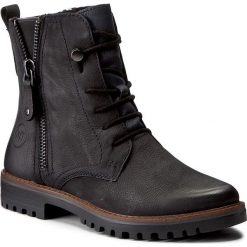 Botki MARCO TOZZI - 2-25215-29 Navy Antic 892. Czarne botki damskie na obcasie marki Marco Tozzi, z materiału. W wyprzedaży za 279,00 zł.